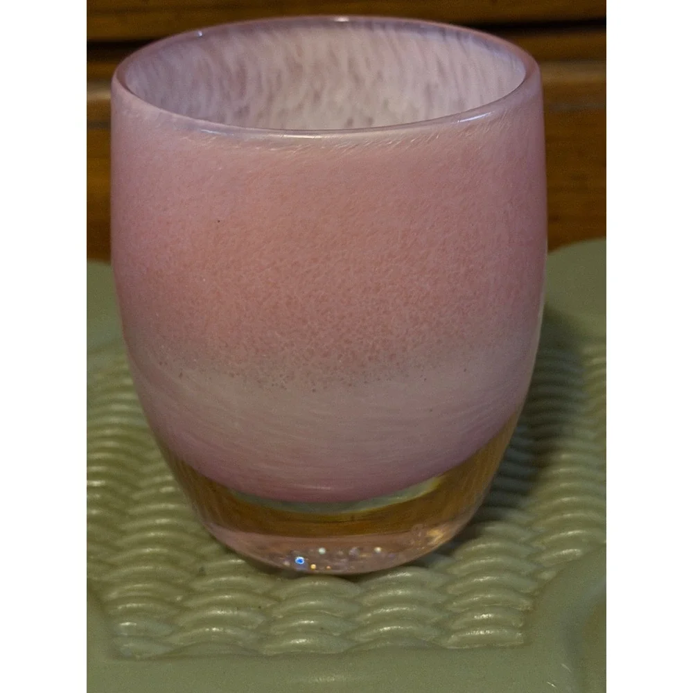 glassybaby Fabulous Pink HandBlown Glass Votive Candle Holder Retired Triskelion